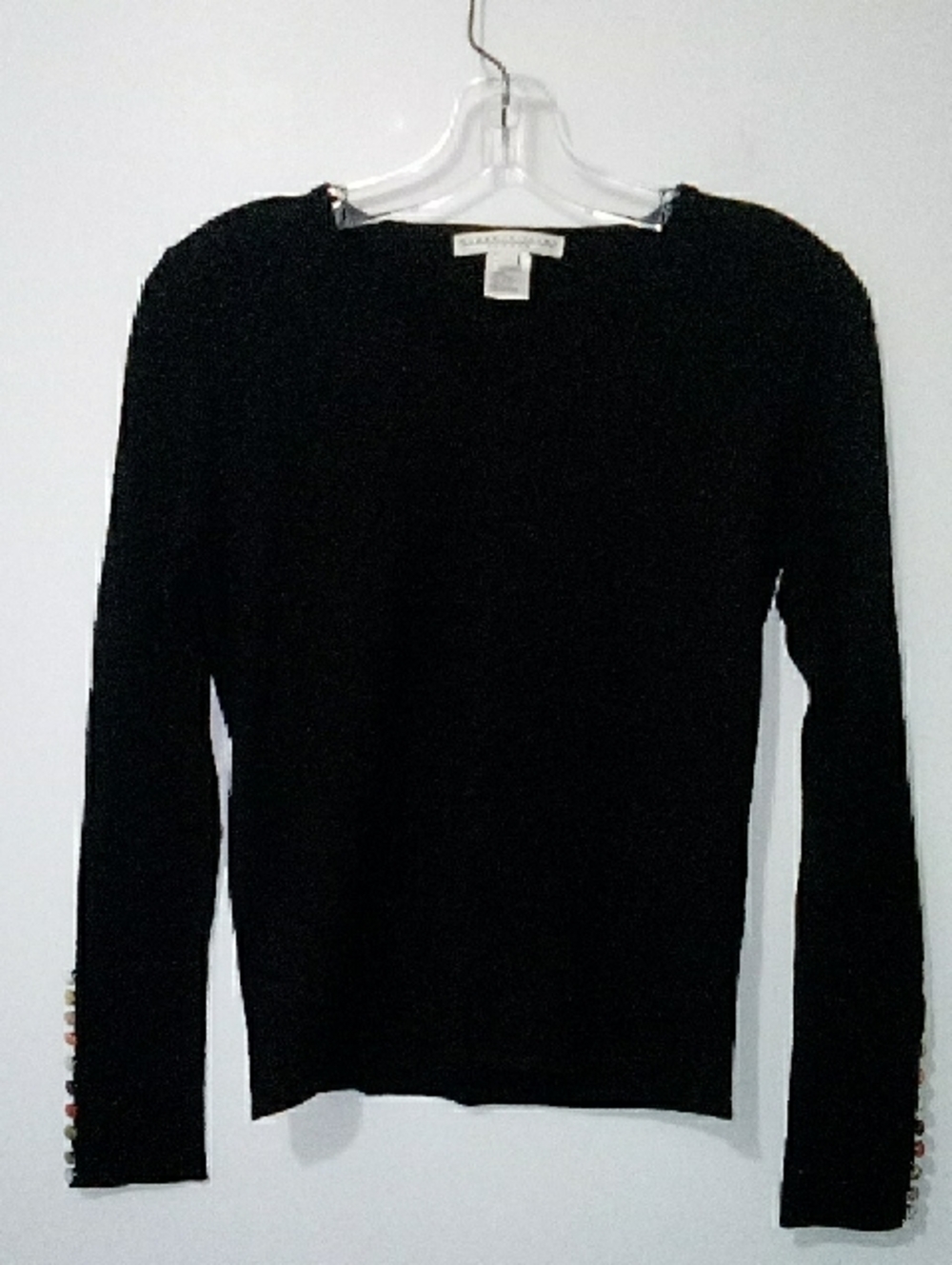 Robert Kitchen Black V-neck Colourful Button Long Sleeve Sweater